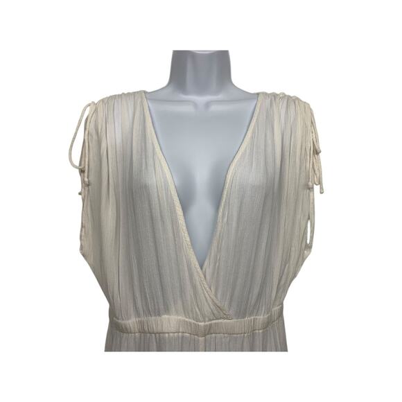 ASOS Women size 10 White Plunging Playsuit Romper Sheer Wrap Cover-Up Beach - Picture 2 of 10